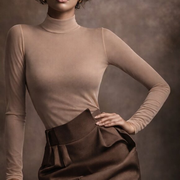 Bozzolo Tops - NWOT Mesh Sheer Long Sleeve Bodysuit Body Shaper